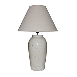 LAMPARA DE MESA PANTALLA TELA BASE CERAMICA 45X45X70CM