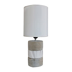 LAMPARA MESA BASE PORC/CEM 20X20X44CM BLANCO