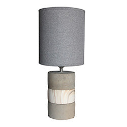 LAMPARA MESA BASE PORC/CEM 20X20X44CM GRIS