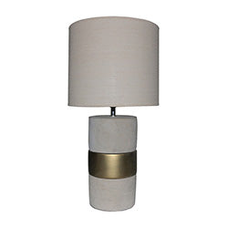 LAMPARA MESA BASE PORC/CEM PANT BEIGE. 30X30X63CM