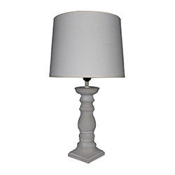LAMPARA DE MESA PANT TELA BASE CEMENTO 34X34X62CM