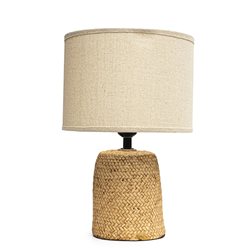 LAMPARA DE MESA PANT TELA BASE CEMENTO 23X23X35CM