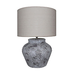 LAMPARA DE MESA PANTALLA TELA BASE CEMENTO 42X42X62CM