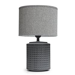 LAMPARA DE MESA BASE PORCELANA GRIS. 23X23X38CM