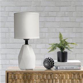 LAMPARA DE MESA BASE PORCELANA 13X13X28CM BEIGE