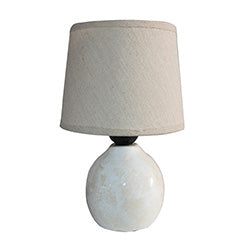LAMPARA DE MESA BASE PORCELANA 15X15X22CM BEIGE