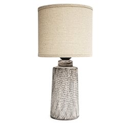 LAMPARA MESA PORCELANA TEXTURADO 15X15X30CM BLANCO