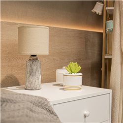 LAMPARA MESA PORCELANA TEXTURADO 15X15X30CM BLANCO