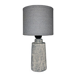 LAMPARA MESA PORCELANA TEXTURADO GRIS. 15X15X30CM