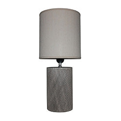 LAMPARA MESA PORCELANA TEXTURADO 20X20X46CM BEIGE