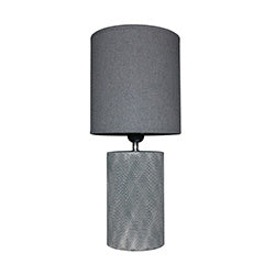 LAMPARA MESA PORCELANA TEXTURADO 20X20X46CM GRIS