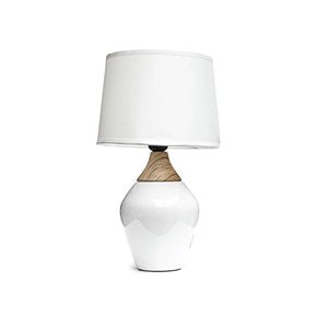 LAMPARA PORCELANA SIMIL MADERA D22x37CM BLANCA