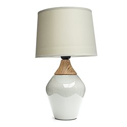 LAMPARA PORCELANA SIMIL MADERA 22x22x37CM BEIGE