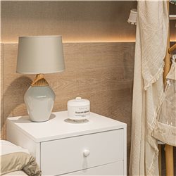 LAMPARA PORCELANA SIMIL MADERA 22x22x37CM BEIGE