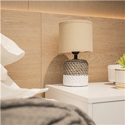 LAMPARA CEMENTO ENTRAMADO D15x27CM GRIS/BLANCO