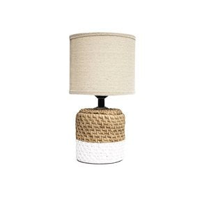 LAMPARA CEMENTO ENTRAMADO D15x27CM CAMEL/BLANCO