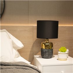 LAMPARA PORCELANA  DORADO/NEGRO. D23x39CM