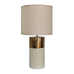 LAMPARA PORCELANA  DORADO/BLANCO. D30x59CM