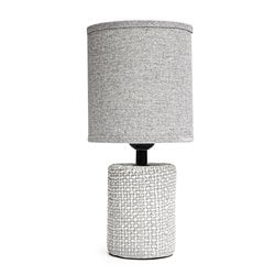 LAMPARA PORCELANA ENTRAMADO D14x30CM GRIS