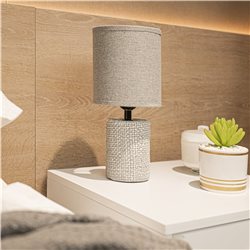 LAMPARA PORCELANA ENTRAMADO D14x30CM GRIS