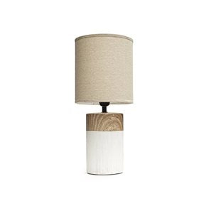 LAMPARA PORCELANA SIMIL MADERA D20x47CM BLANCO