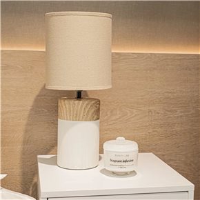 LAMPARA PORCELANA SIMIL MADERA D20x47CM BLANCO