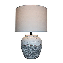 LAMPARA PORCELANA ESTILO JARRON GRIS/BCO. D28x43CM