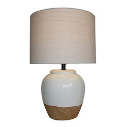 LAMPARA PORCELANA ESTILO JARRON D28x43CM CAMEL/BCO