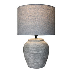 LAMPARA PORCELANA ESTILO JARRON GRIS.  D28x43CM