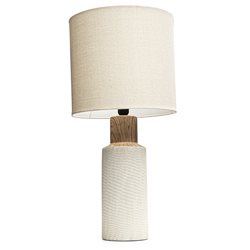 LAMPARA PORCELANA SIMIL MADERA D28x52CM BLANCO