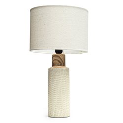 LAMPARA PORCELANA SIMIL MADERA D38x69CM BLANCO