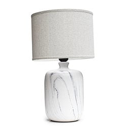 LAMPARA PORCELANA D23x39CM DISEÑO MARMOL/BLANCO