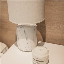 LAMPARA PORCELANA D23x39CM DISEÑO MARMOL/BLANCO