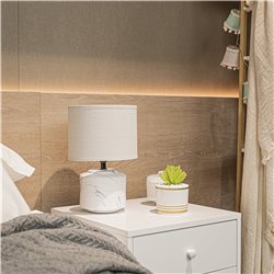 LAMPARA PORCELANA D20x32CM DISEÑO MARMOL/BLANCO