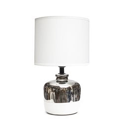 LAMPARA PORCELANA D18x30CM PLATA/BLANCO