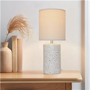 LAMPARA MESA CERAMICA D18x43CM BLANCO PUNTOS NEGRO