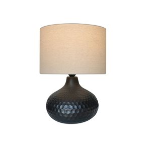 LAMPARA DE MESA CERAMICA D30x40CM HEXAGONOS NEGRO
