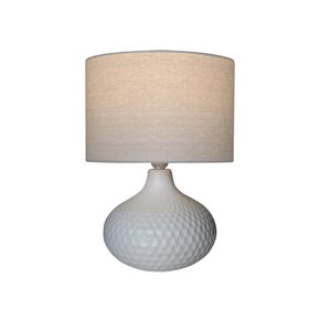 LAMPARA DE MESA CERAMICA D30x40CM HEXAGONOS BLANCO