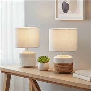 LAMPARA DE MESA CERAMICA D20x31CM SISAL BLANCO