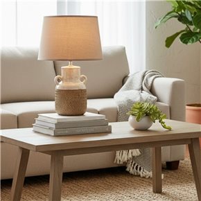 LAMPARA DE MESA CERAMICA D28x42CM JARRA BEIGE
