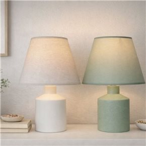 LAMPARA DE MESA CERAMICA D30x43CM LISO BLANCO