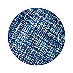 PLATO POSTRE 19CM LINEAS SUPERPUESTAS BLANCO/AZUL