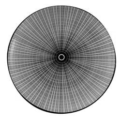 PLATO MESA 27x3CM LINEAS/CIRCULOS CENTRALES NEGRO