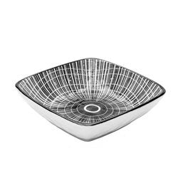BOWL RECT 12x12x4CM LINEAS/CIRCULO CENTRALES NEGRO
