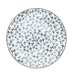 PLATO POSTRE 19CM CRUCES AZUL