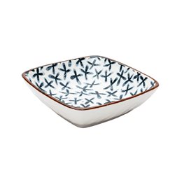 BOWL RECT 12x12x4CM CRUCES AZUL