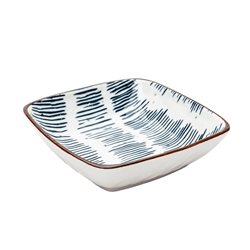 BOWL RECT 12x12x4CM LINEAS/CIRCULO CENTRALES NEGRO