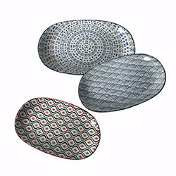 BANDEJA OVAL  DISEÑOS SURTIDOS. 24X15.5X2.5CM
