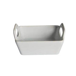 ASADERA PEQUEÑA CON ASAS CERAMICA 14x10x7CM BLANCO