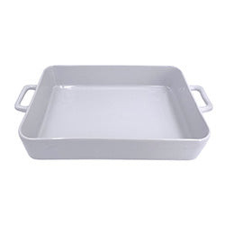 ASADERA C/ASAS CERAMICA BLANCO.  37x23x6CM